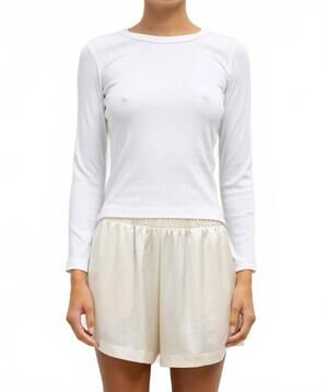 NEW LESET kelly slim fit long sleeve top in white